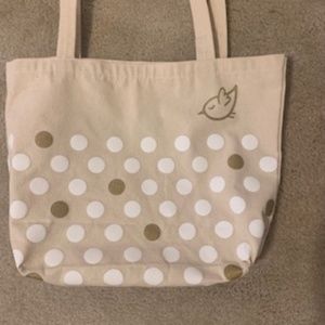 BIRDIE DOT CANVAS NEUTRAL GRAPHIC MID SIZE TOTE